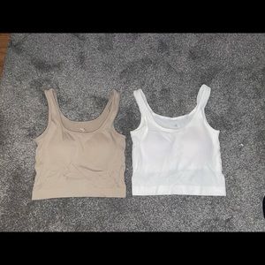 SET OF TWO - Pro-Fit cropped athletic tank tops